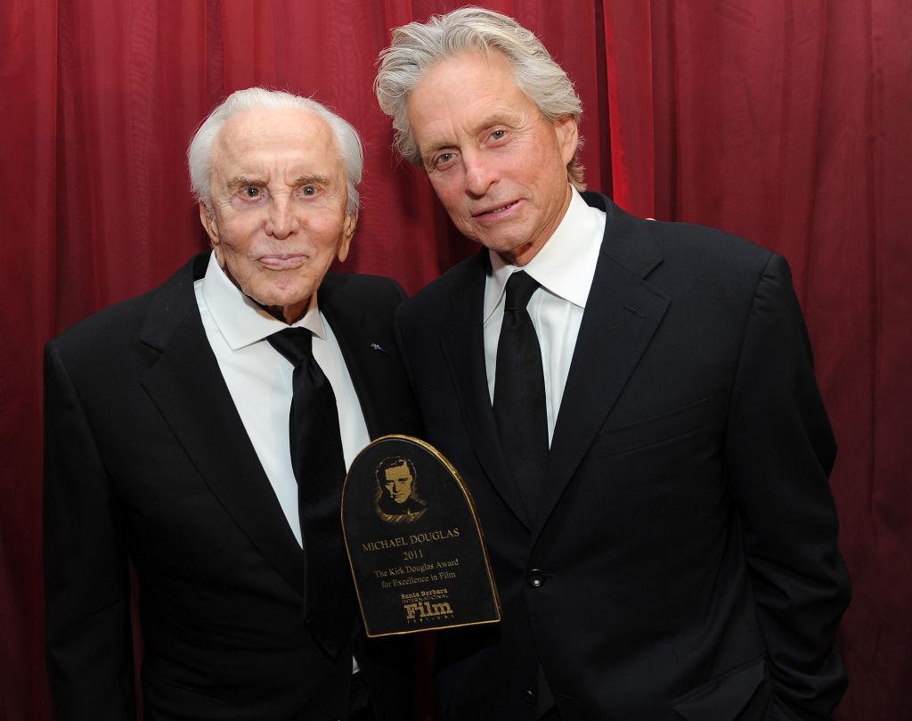 Actor Kirk Douglas (L) and his son actor Michael Douglas attend SBIFF's 2011 Kirk Douglas Award for Excellence In Film honoring Michael Douglas at the Biltmore Four Seasons in Santa Barbara, California, on Oct. 13, 2011. (Michael Buckner/Getty Images)