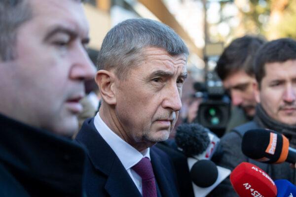 Czech prime minister Andrej Babis (C) visits the the Faculty Hospital in Ostrava, Czech Republic, after a gunman opened fire killing six people, on Dec. 10, 2019. (Radek Mica/AFP/Getty Images)
