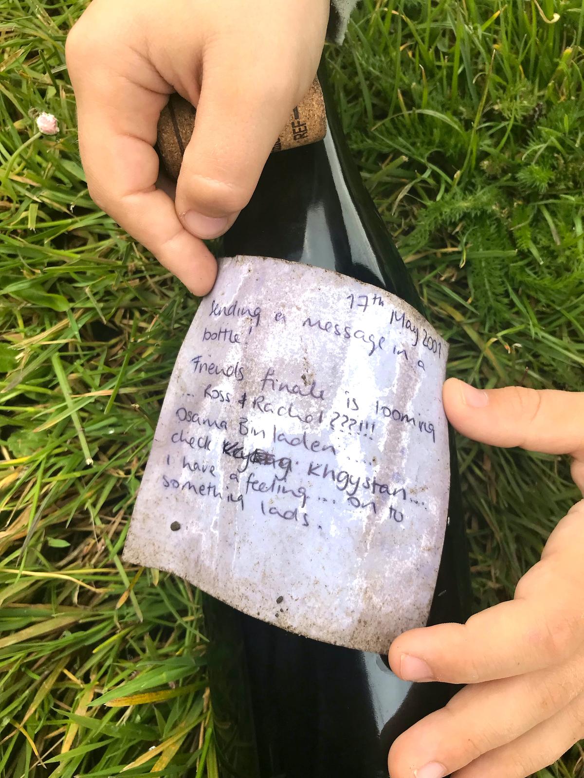A mysterious letter in a bottle dated from 2001 has washed up on a beach in Ireland - with a tip on Bin Laden’s possible whereabouts written inside. (©SWNS)