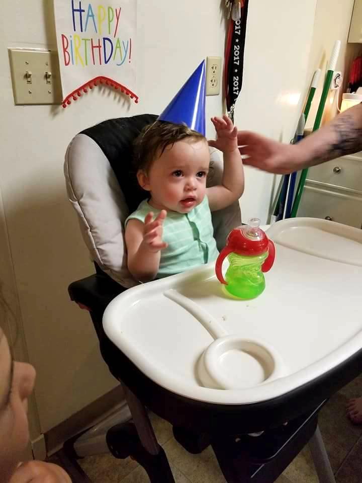Cotter celebrates his first birthday before the accident. (©SWNS)