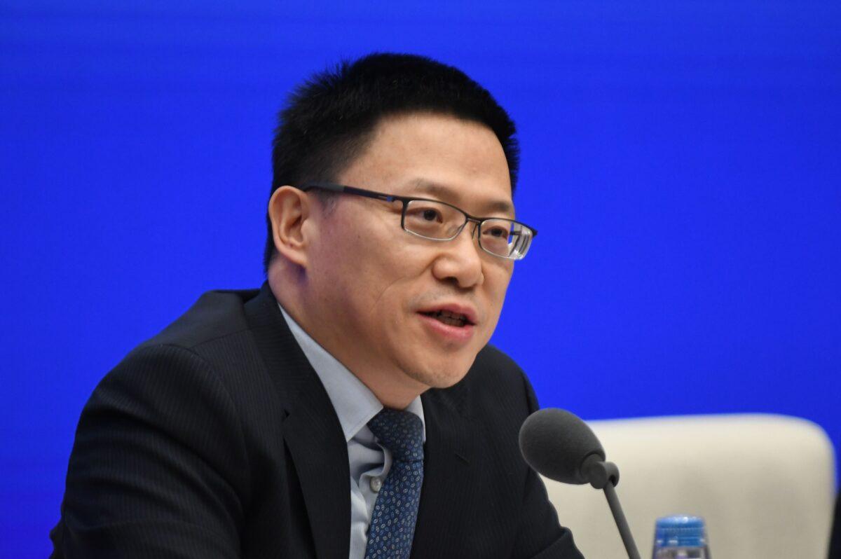 Vice Minister of Finance Liao Min speaks during the State Council Information Office press conference in Beijing on Dec. 13, 2019. (Noel Celis/AFP via Getty Images)