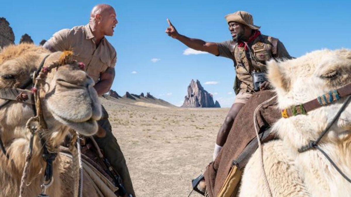 Dwayne Johnson (L) and Kevin Hart in “Jumanji: The Next Level.” (Sony Pictures Entertainment)