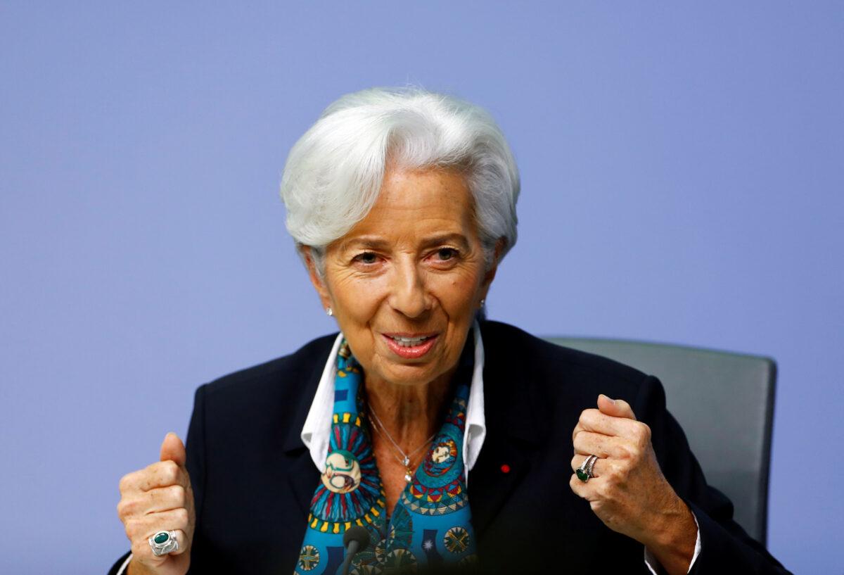 New European Central Bank (ECB) President Christine Lagarde gestures as she addresses a news conference on the outcome of the meeting of the Governing Council, in Frankfurt, Germany, on Dec. 12, 2019. (Reuters/Ralph Orlowski)