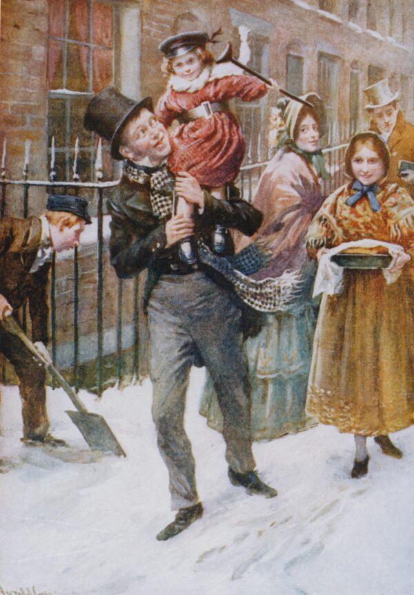 “Bob Cratchit and Tiny Tim,” from “A Christmas Carol,” circa 1920, illustrated by Harold Copping. (<a href="https://www.victorianweb.org/misc/pvabio.html">Philip V. Allingham</a>)