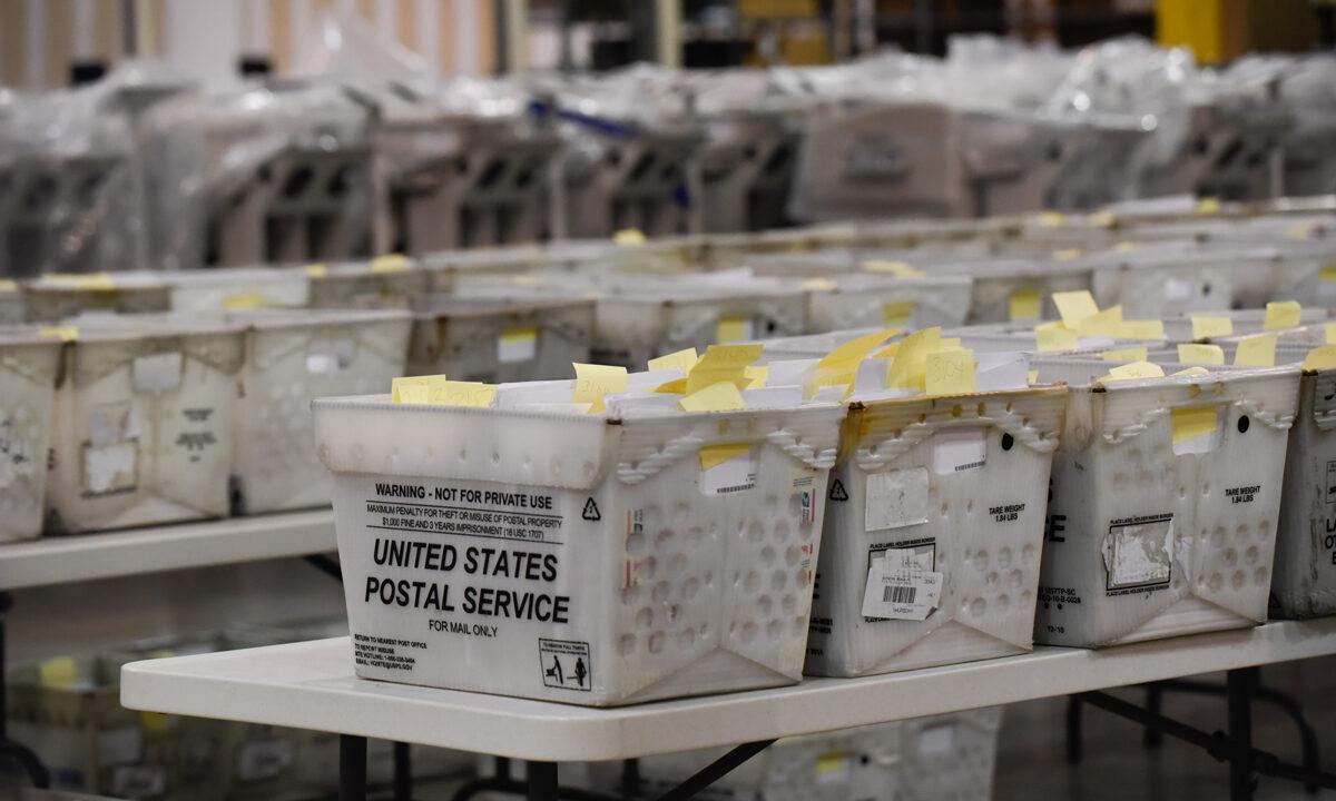 Trays of election ballots are seen at the Palm Beach County Supervisor of Elections warehouse in West Palm Beach, Fla., on Nov. 15, 2018. (Michele Eve Sandberg/AFP via Getty Images)