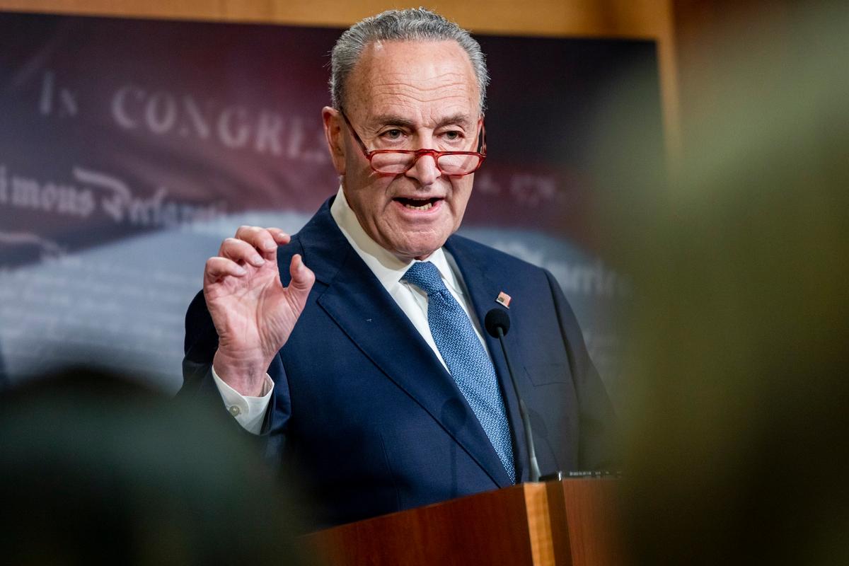 Senate Minority Leader Chuck Schumer (D-N.Y.) holds a press conference at the U.S. Capitol in Washington on Dec. 16, 2019. (Samuel Corum/Getty Images)
