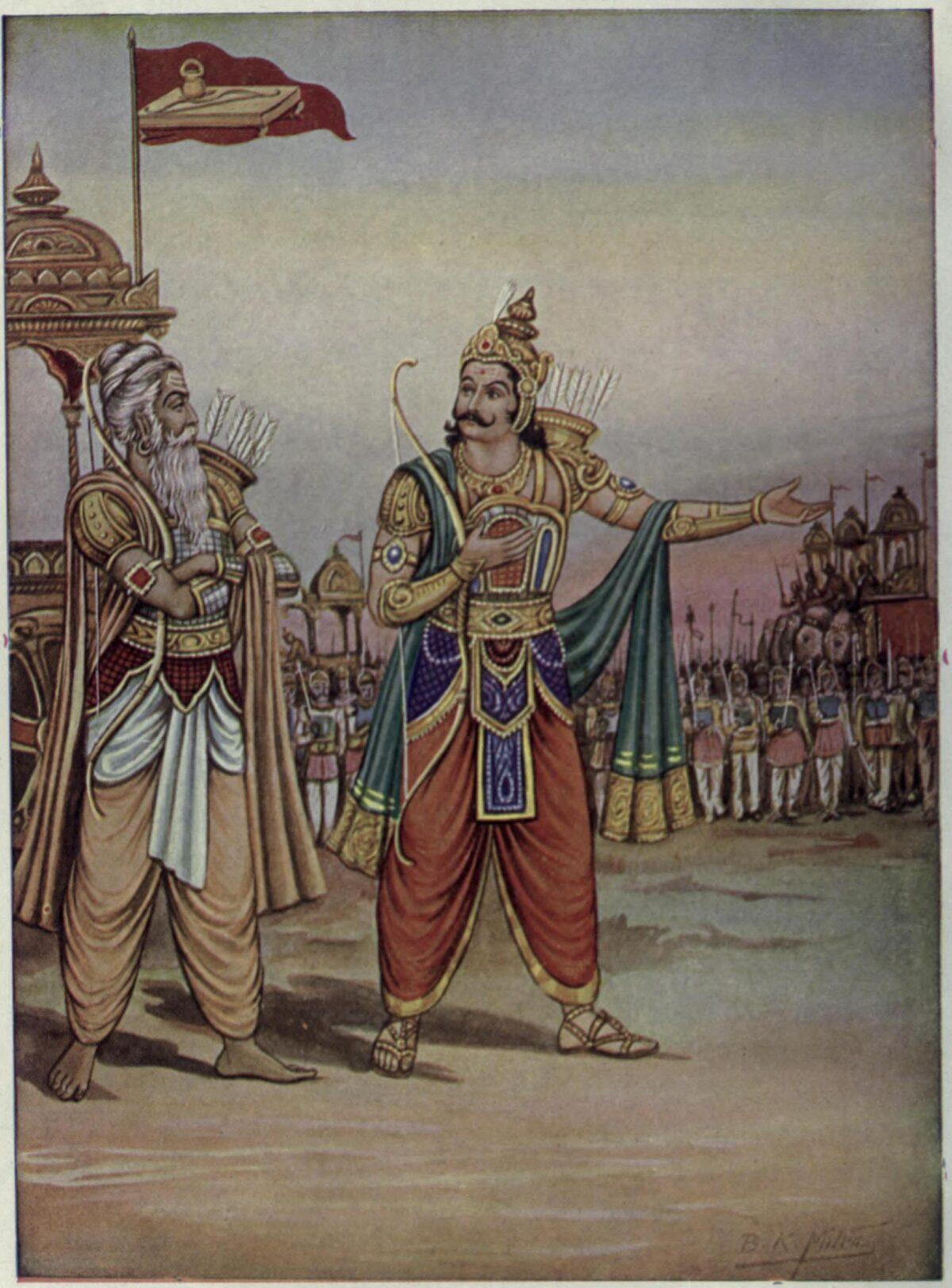 Duryodhana showing off his army. Gorakhpur Geeta Press. University of Toronto Collection. (Public Domain)