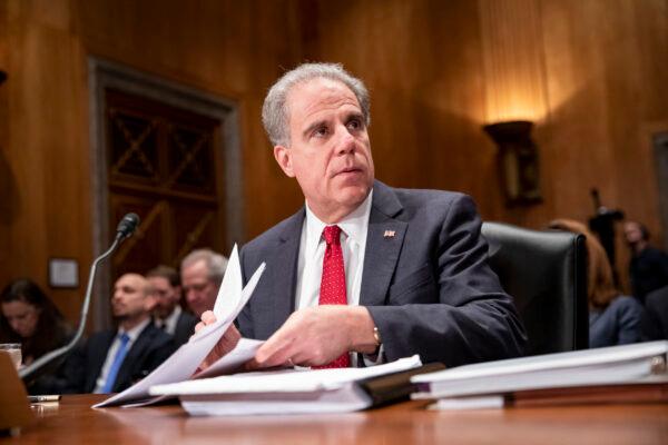Department of Justice Inspector General Michael Horowitz prepares to testify in a Senate Committee on Homeland Security and Governmental Affairs hearing on Dec. 18, 2019. (Samuel Corum/Getty Images)
