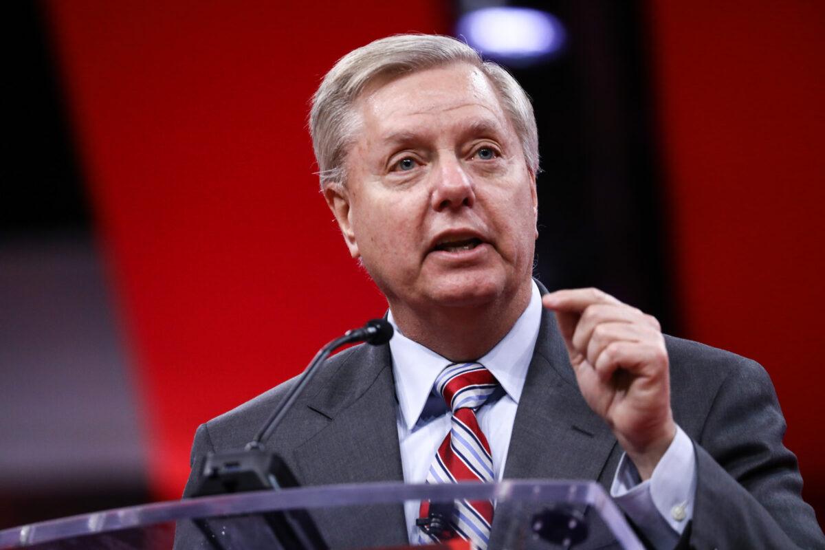 Sen. Lindsey Graham (R-S.C.) at the CPAC convention in National Harbor, Md., on Feb. 28, 2019. (Samira Bouaou/The Epoch Times)