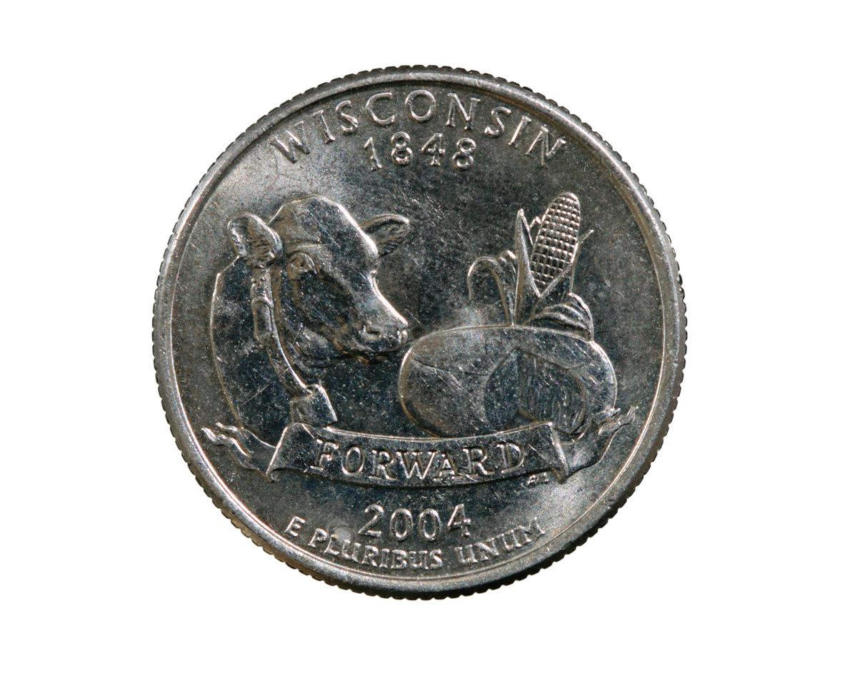 ©Shutterstock | <a href="https://www.shutterstock.com/image-photo/wisconsin-state-quarter-coin-isolated-on-139059881">Tom Grundy</a>