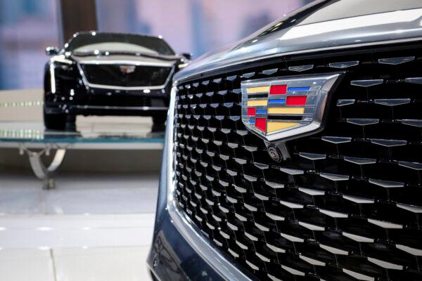 The Cadillac logo is viewed on a 2019 Cadillac CT6 V-Sport at the New York International Auto Show at the Jacob K. Javits Convention Center in New York City on March 28, 2018. (Photo by Drew Angerer/Getty Images)