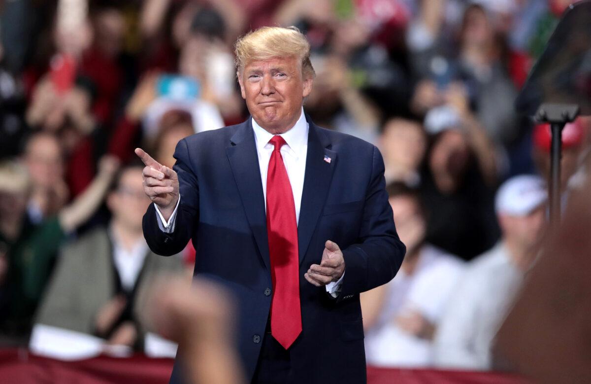 President Donald Trump hosts a Merry Christmas Rally at the Kellogg Arena in Battle Creek, Michigan, on Dec. 18, 2019. (Scott Olson/Getty Images)