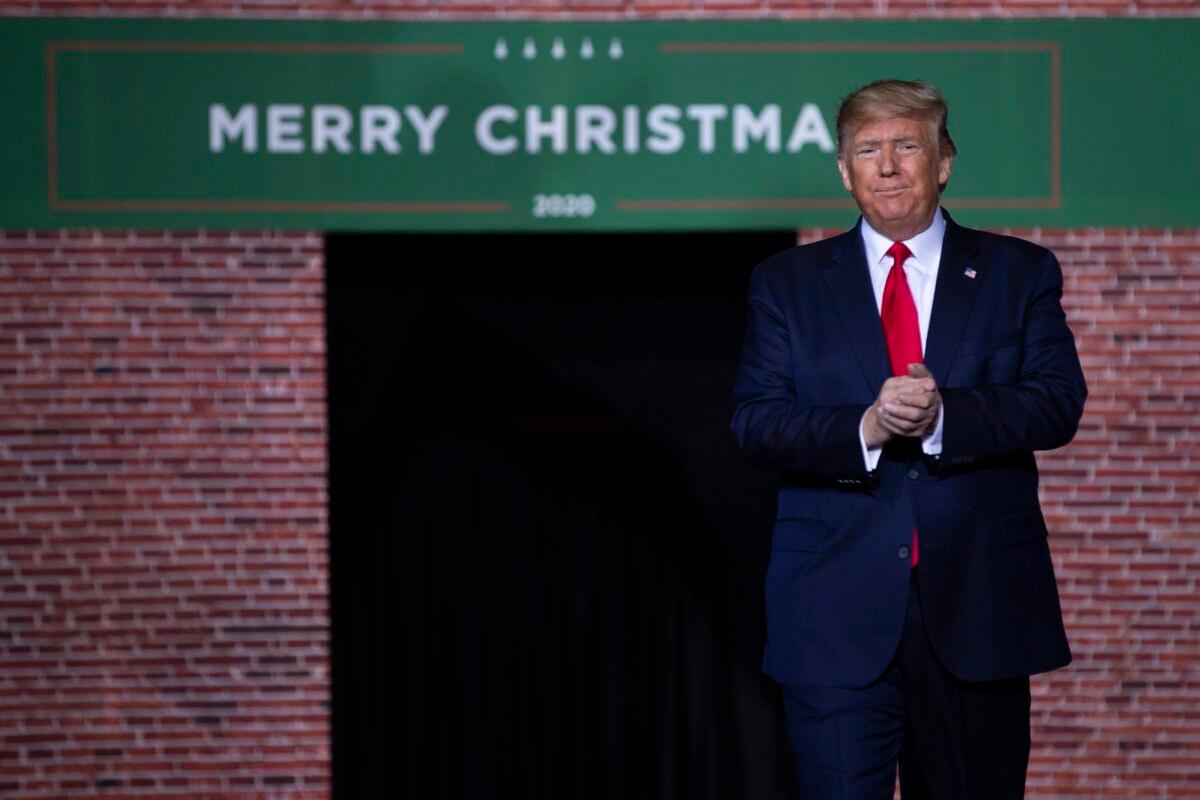 President Donald Trump arrives at W.K. Kellogg Airport to attend a campaign rally on Dec. 18, 2019, in Battle Creek, Mich. (Evan Vucci/AP Photo)