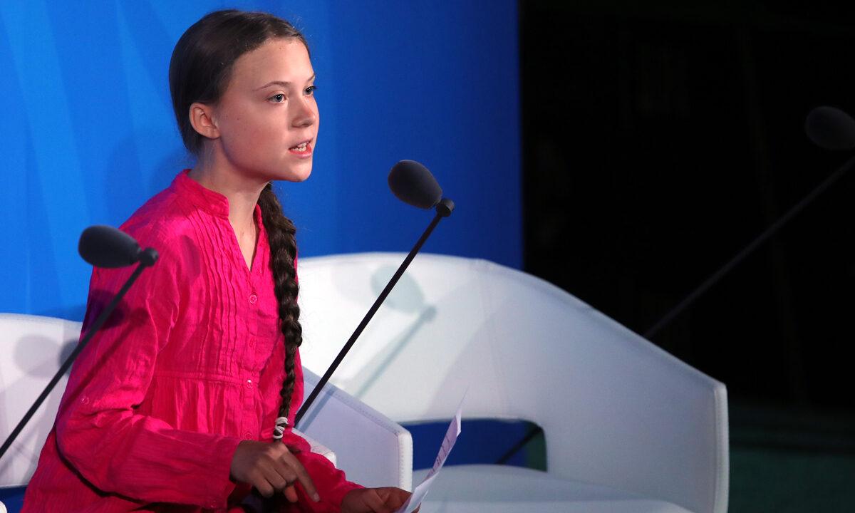 Greta Thunberg speaks at the United Nations during a summit on climate change, in New York City, on Sept. 23, 2019. (Spencer Platt/Getty Images)