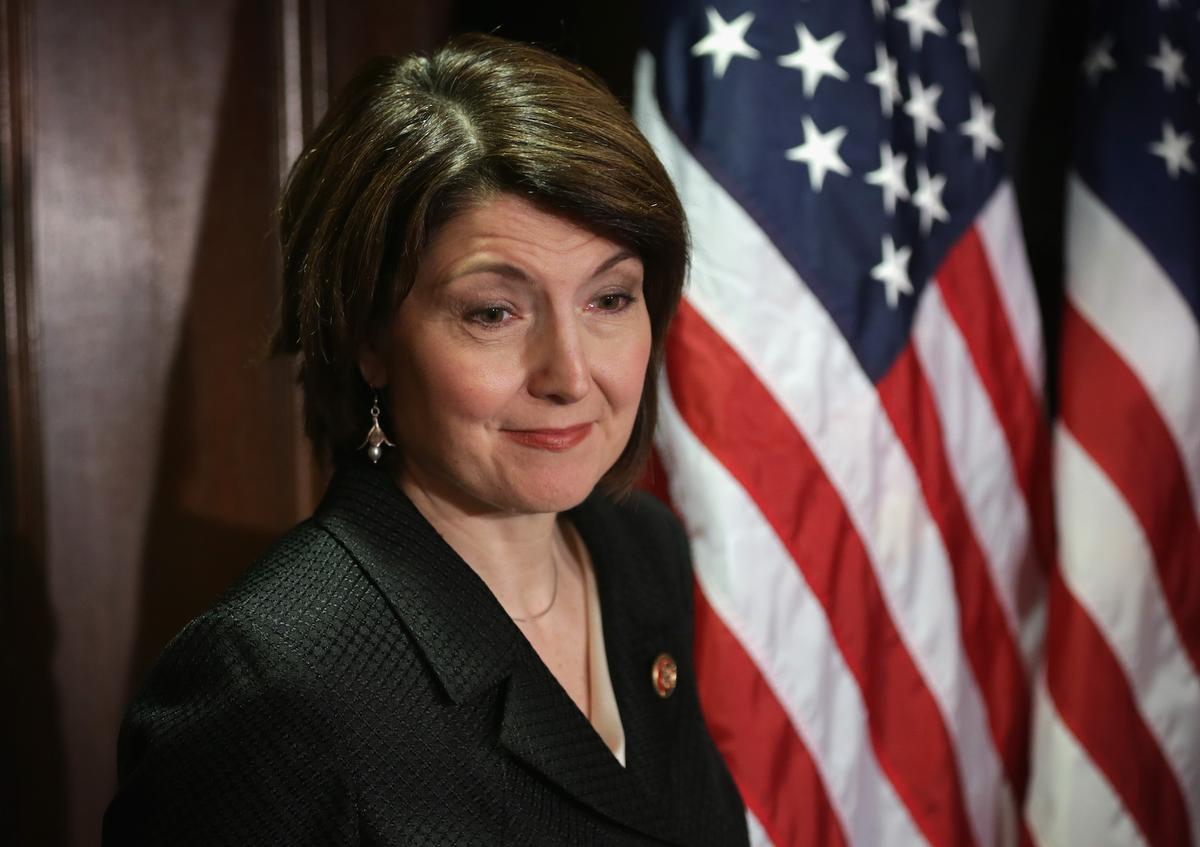 Rep. Cathy McMorris Rodgers (R-Wash) listens during a media briefing in Washington on March 5, 2014. (Alex Wong/Getty Images)