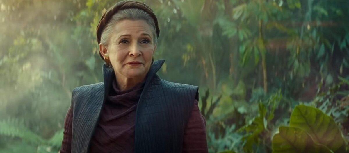 Carrie Fisher in “Star Wars: The Rise of Skywalker." She appeared through unreleased footage from “The Force Awakens.” (2019 Lucasfilm Ltd.)