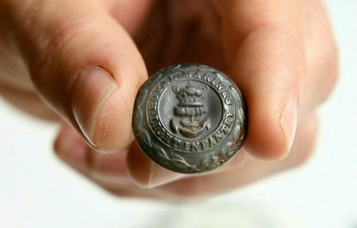A Royal Marine Light Infantry button was made between 1855 and 1901 in Birmingham. (SWNS)