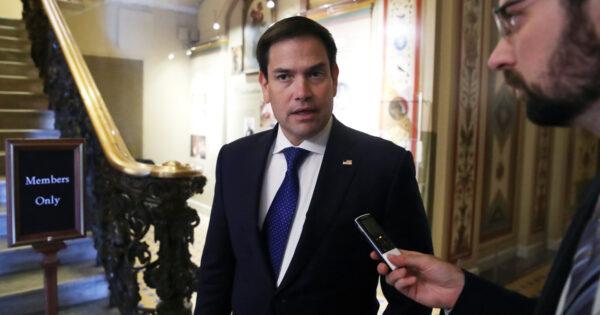 Sen. Marco Rubio (R-FL) talks to reporters after the Senate voted on the budget agreement at the U.S. Capitol in Washington, on Aug. 1, 2019. (Mark Wilson/Getty Images)