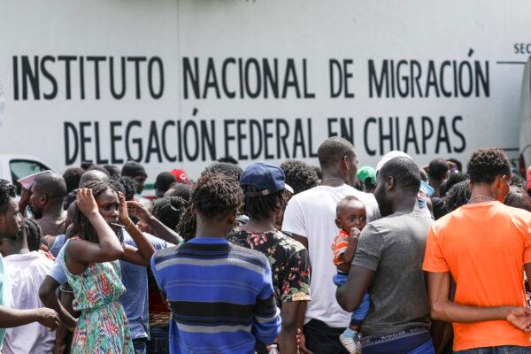 Migrants, mostly from Haiti and Africa, at the main immigration detention center in Tapachula, Mexico, on June 24, 2019. (Charlotte Cuthbertson/The Epoch Times)