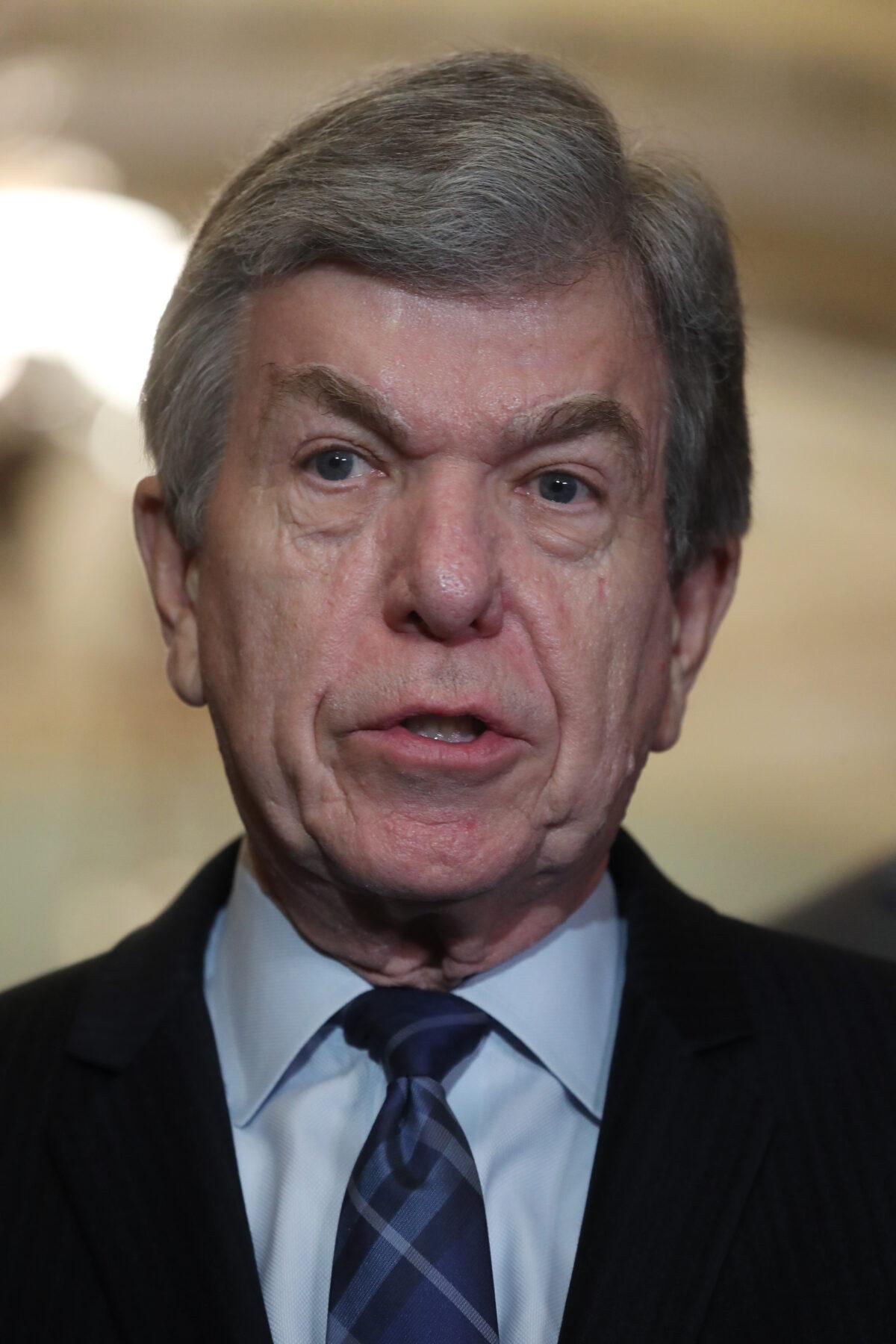 Sen. Roy Blunt (R-Mo.) speaks to the media after attending the Senate Republican policy luncheon on Capitol Hill, in Washington on Dec. 17, 2019. (Mark Wilson/Getty Images)