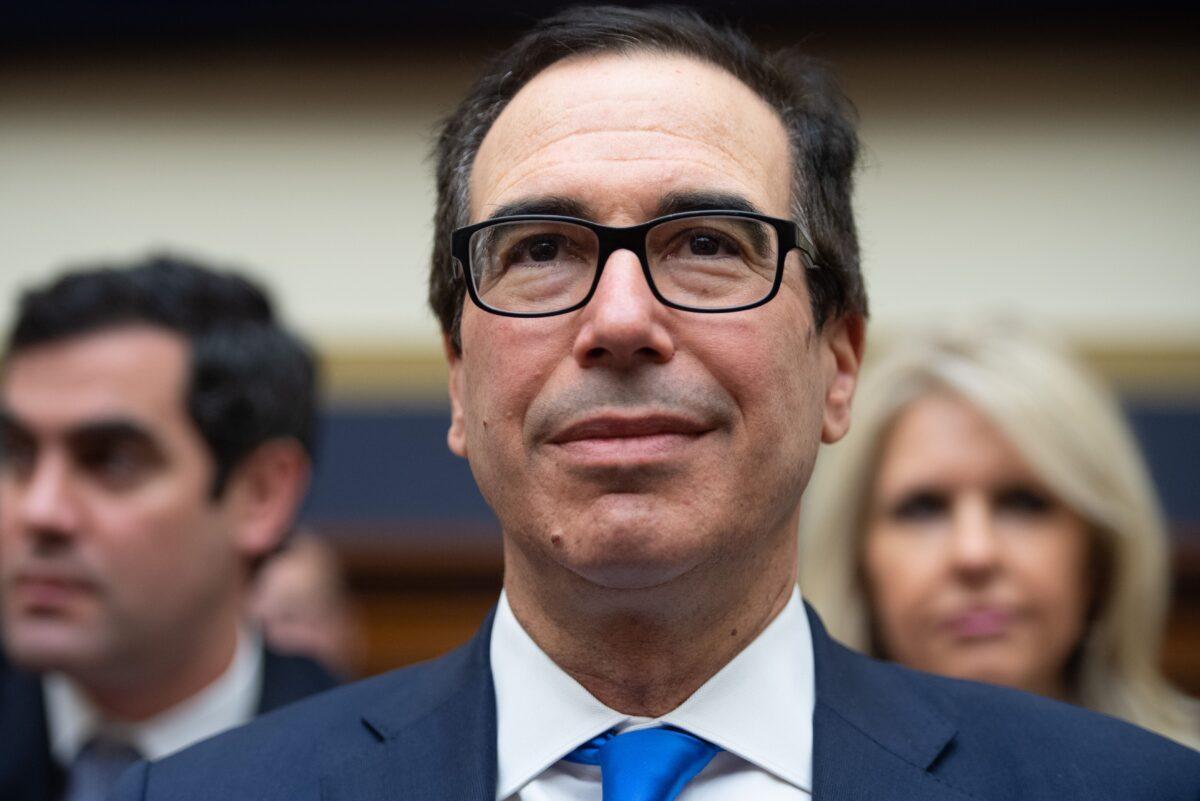 Treasury Secretary Steven Mnuchin testifies during a House Financial Services Committee hearing on Capitol Hill in Washington on Dec. 5, 2019. (Saul Loeb/AFP via Getty Images)