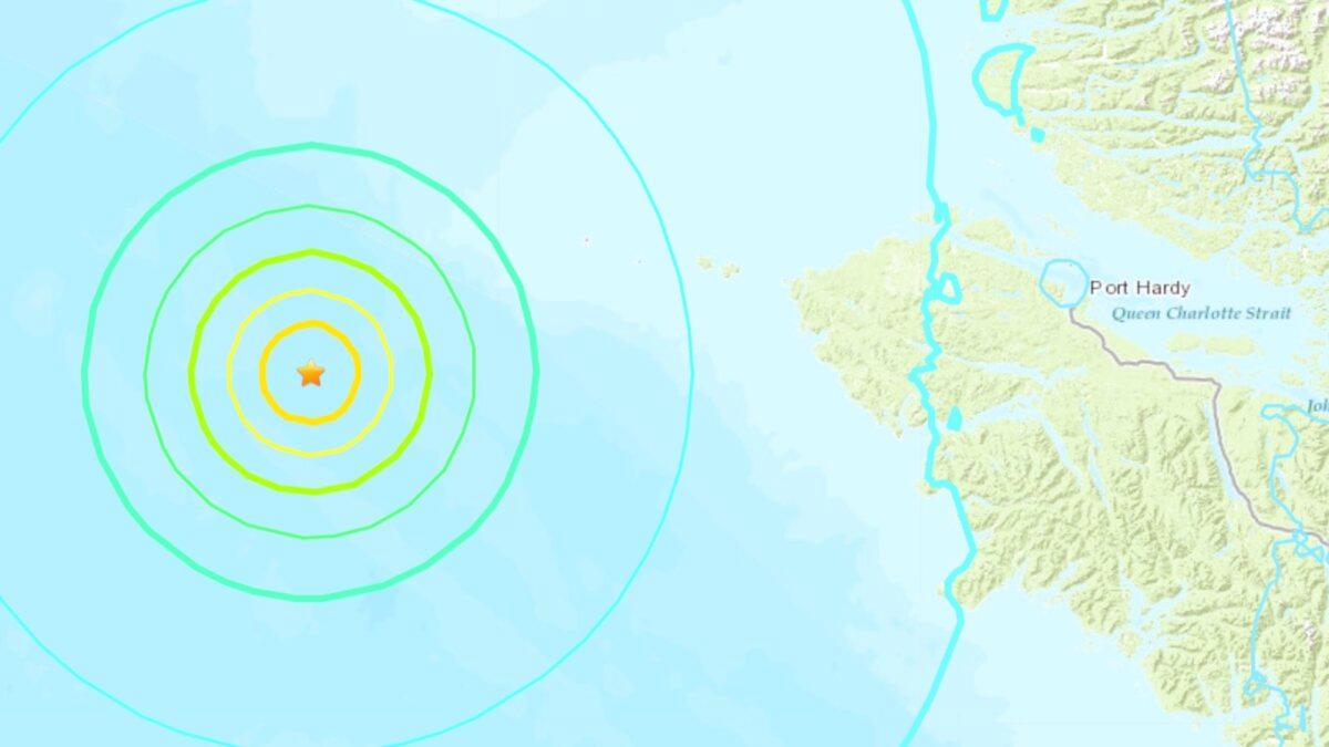 A 6.3 magnitude quake struck a spot off the coast of British Columbia on Christmas eve, around 113 miles west of Port Hardy, Canada. (USGS)