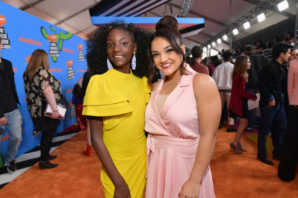(L-R) Kheris Rogers and Laurie Hernandez attend Nickelodeon's 2018 Kids' Choice Awards at The Forum on March 24, 2018, in Inglewood, California. (Emma McIntyre/Getty Images)