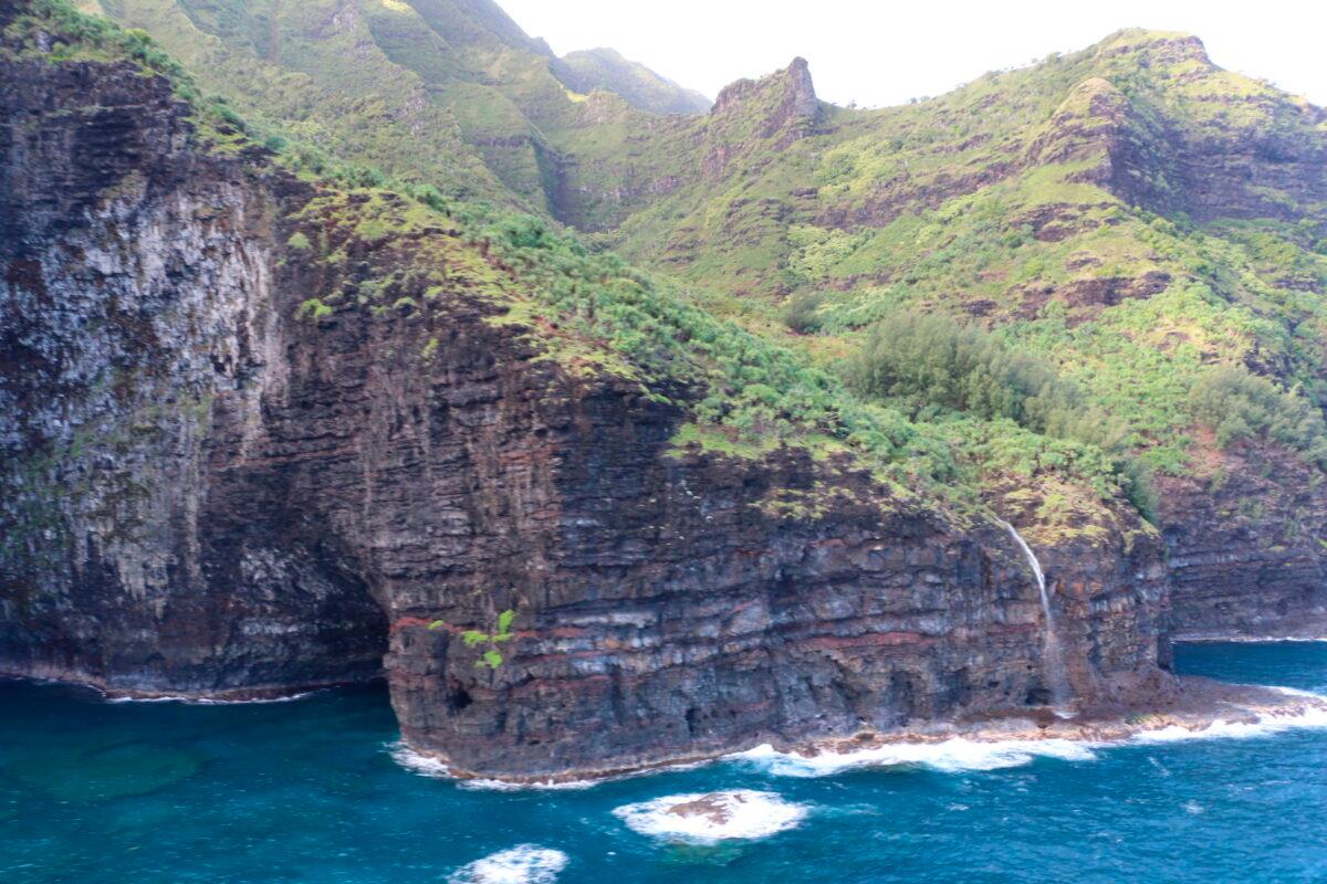An area over Napali Coast State Wilderness Park where search and rescue are searching for a tour Helicopter that disappeared in Hawaii with several people aboard on Dec. 27, 2019. (Dan Dennison/Hawaii department of Land and Natural Resources via AP)