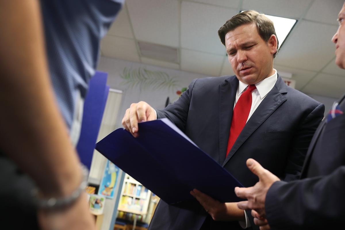 Florida Gov. Ron DeSantis at a press conference in Fort Lauderdale in October 2019. (Joe Raedle/Getty Images)