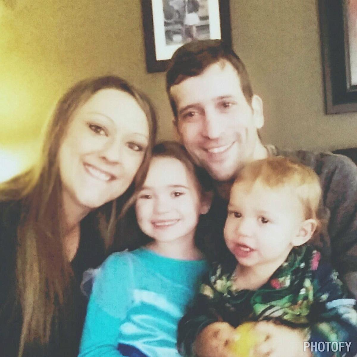 Michelle and Brian with their children Madison and Logan three months before his diagnosis in 2015. (©SWNS)