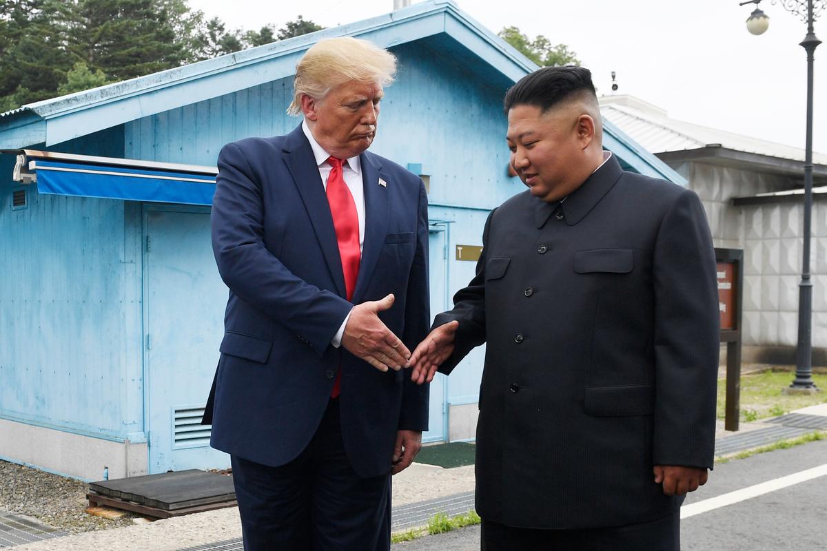 President Donald Trump meets with North Korean leader Kim Jong-un at the border village of Panmunjom in the Demilitarized Zone, South Korea, on June 30, 2019. (Susan Walsh/file/AP Photo)
