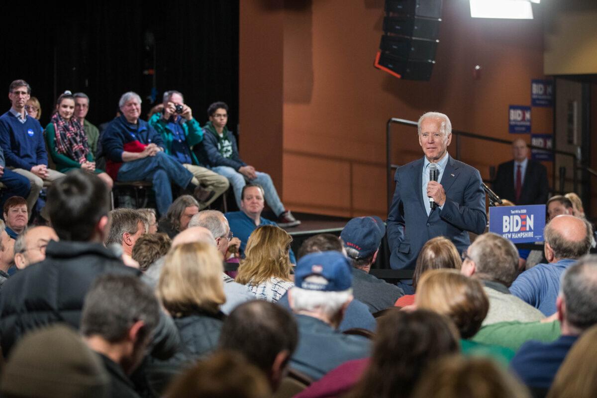 Democratic presidential candidate former Vice President Joe Biden speaks during a campaign Town Hall in Derry, New Hampshire on Dec. 30, 2019. (Scott Eisen/Getty Images)