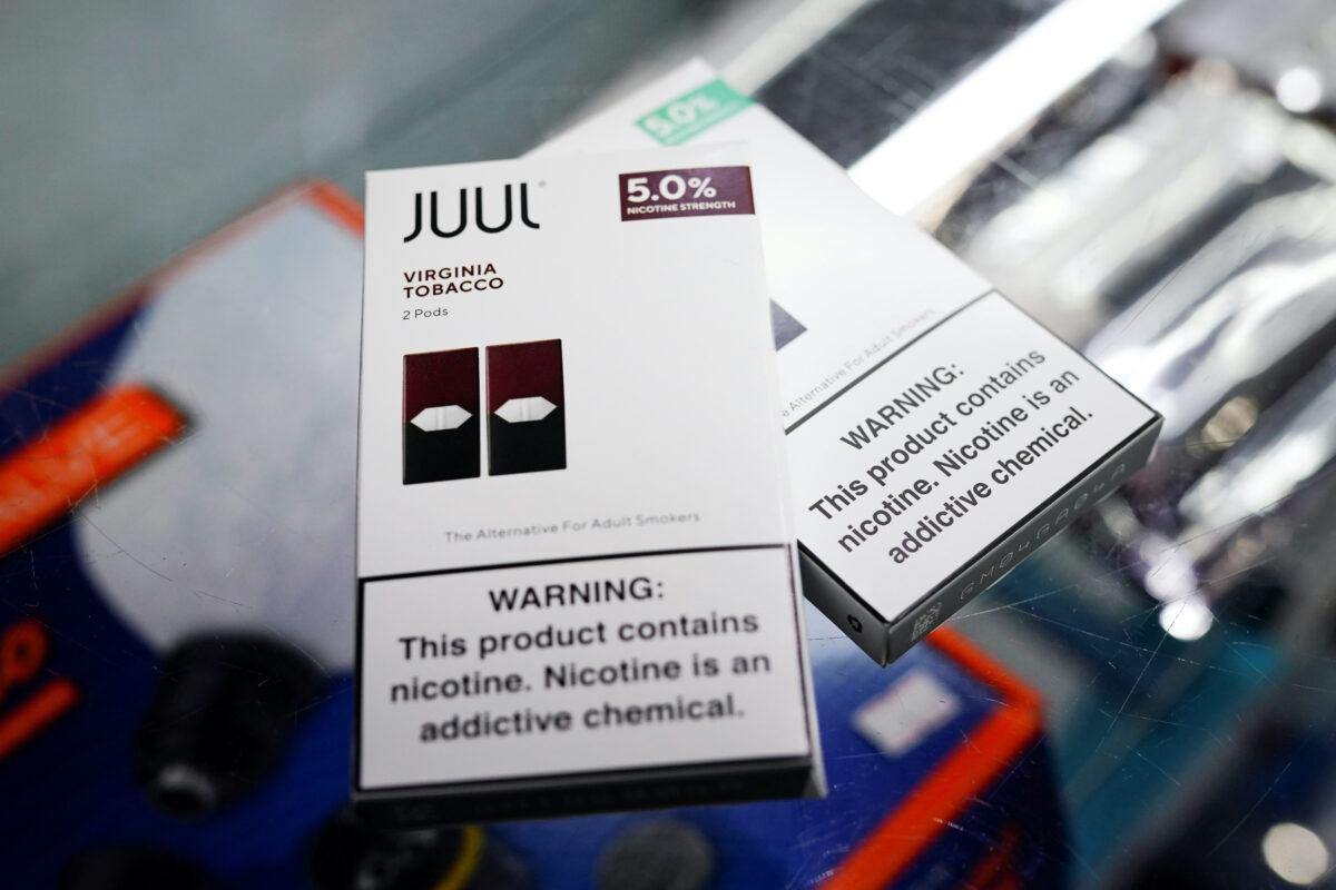Juul vape cartridges are pictured for sale at a shop in Atlanta, Georgia, on Sept. 26, 2019. (Elijah Nouvelage/Reuters-File)