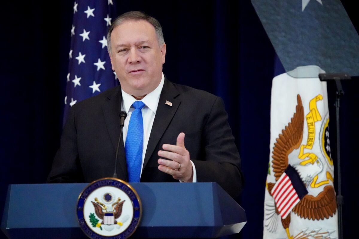 Secretary of State Mike Pompeo delivers remarks on human rights in Iran at the State Department in Washington on Dec. 19, 2019. (Erin Scott/Reuters)