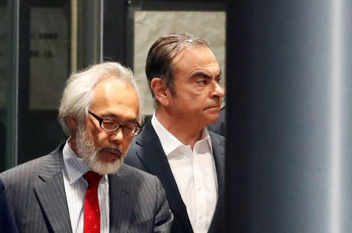Former Nissan Motor Chairman Carlos Ghosn leaves the Tokyo Detention House in Tokyo on April 25, 2019. (Issei Kato/AP-File)