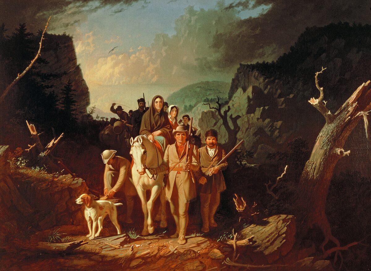 “Daniel Boone Escorting Settlers Through the Cumberland Gap,” 1851–52, by George Caleb Bingham is a famous depiction of Boone. (Public Domain)