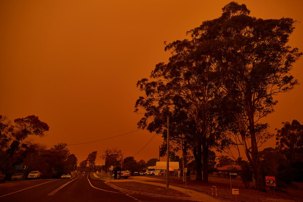 The sky turns red over the town in Bodalla, NSW, Australia on Jan. 4, 2020. (Brett Hemmings/Getty Images)