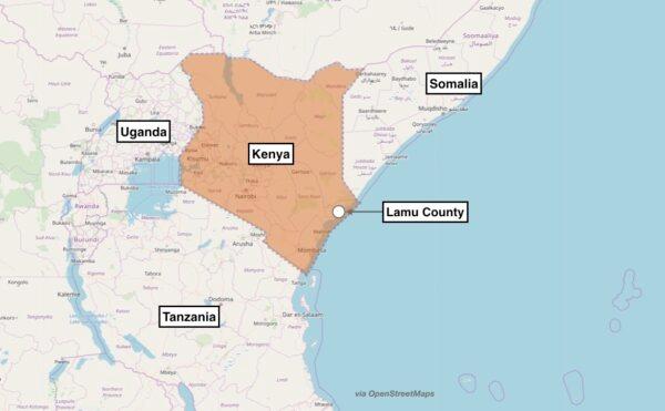 Map showing the approximate location of the terror attack in Kenya'sLamu County. The U.S. military said Al-Qaeda-linked al-Shabaab terrorists attacked Manda Bay Airfield in Lamu County, Kenya, on Jan. 5, 2020. (OpenStreetMaps)
