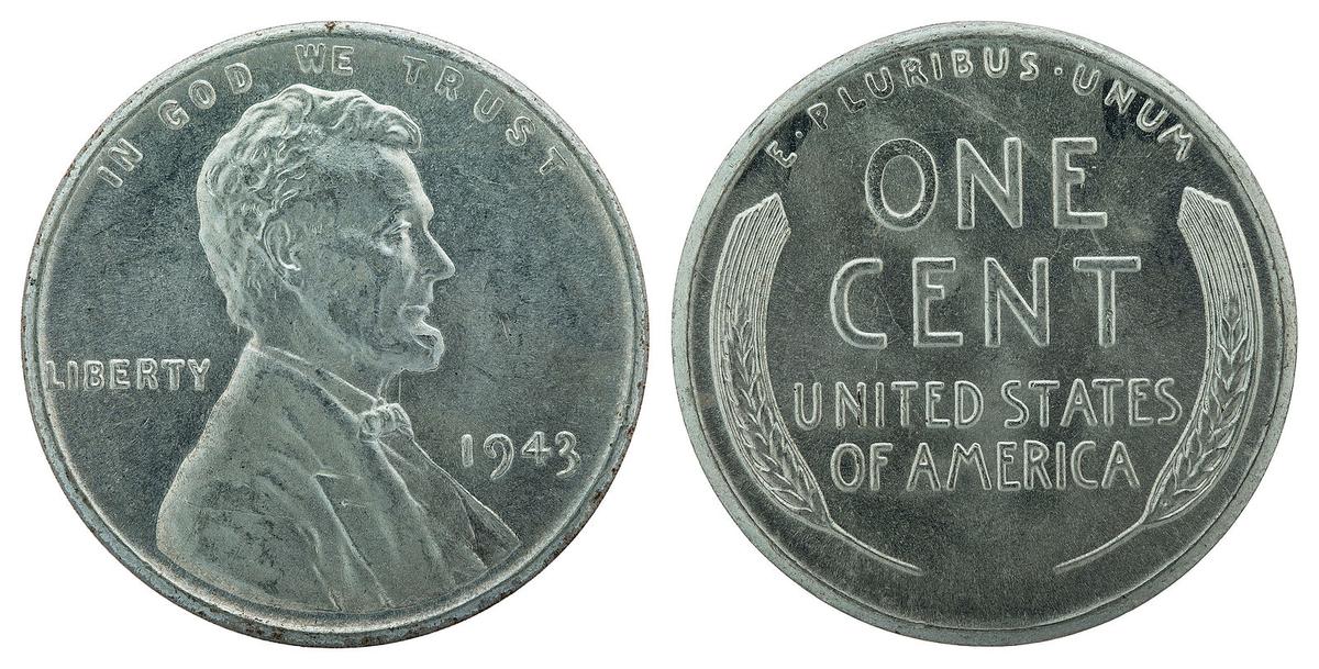 ©Wikipedia - National Numismatic Collection | <a href="https://en.wikipedia.org/wiki/File:NNC-US-1943-1C-Lincoln_Cent_(wheat,_zinc-coated_steel).jpg">Jaclyn Nash</a>