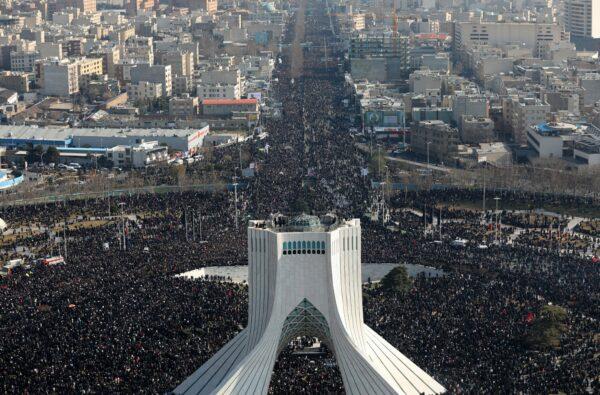 Mourners attend a funeral ceremony for Iranian Gen. Qassem Soleimani on Jan. 6, 2020. (Office of the Iranian Supreme Leader via AP)