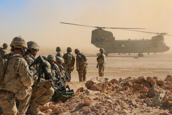 U.S. Soldiers during an aerial response force live-fire training exercise at Al Asad Air Base in Iraq, in a file photo dated Oct. 31, 2018. (U.S. Army National Guard photo by 1st Lt. Leland White)