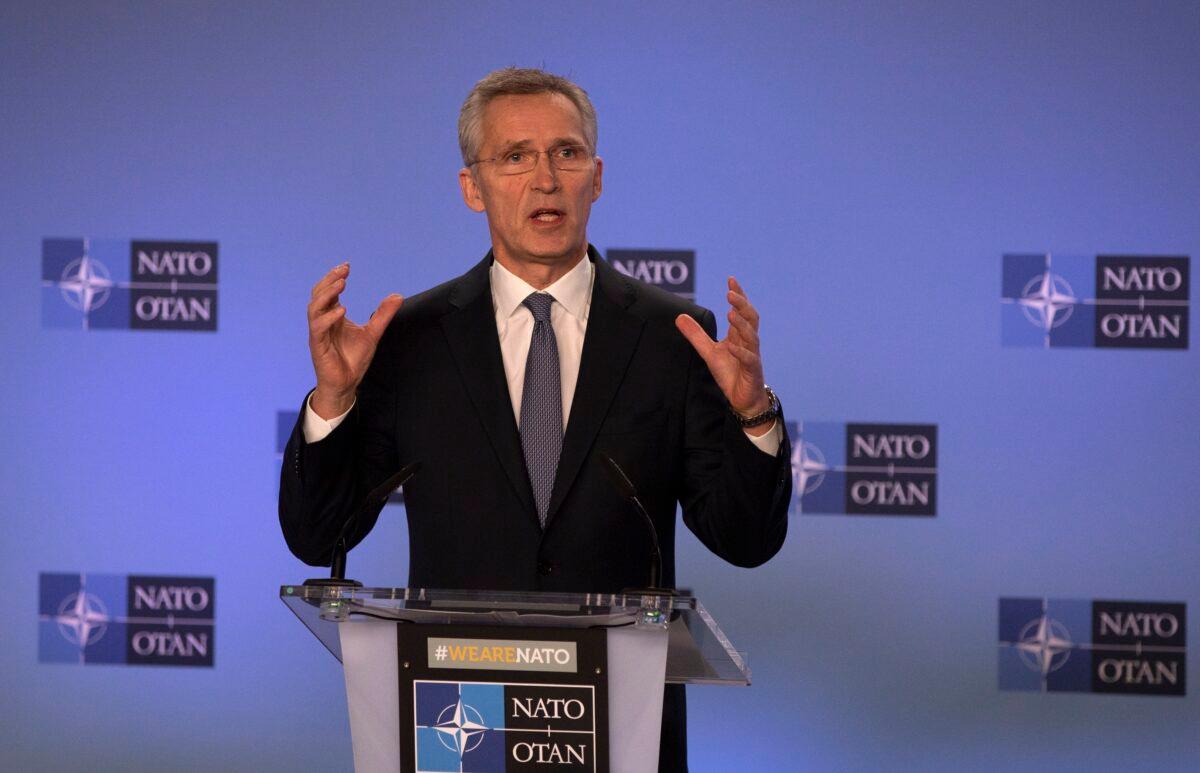 NATO Secretary General Jens Stoltenberg speaks during a media conference after a meeting of The North Atlantic Council at Ambassadorial level at NATO headquarters in Brussels on Jan. 6, 2020. (Virginia Mayo/AP Photo)