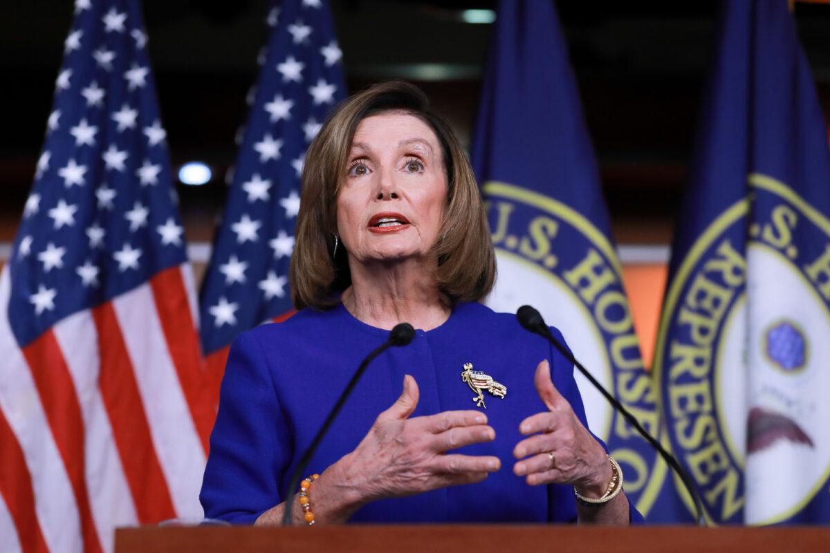 House Speaker Nancy Pelosi (D-Calif.) at a press conference in the Capitol in Washington on Jan. 9, 2020. (Charlotte Cuthbertson/The Epoch Times)