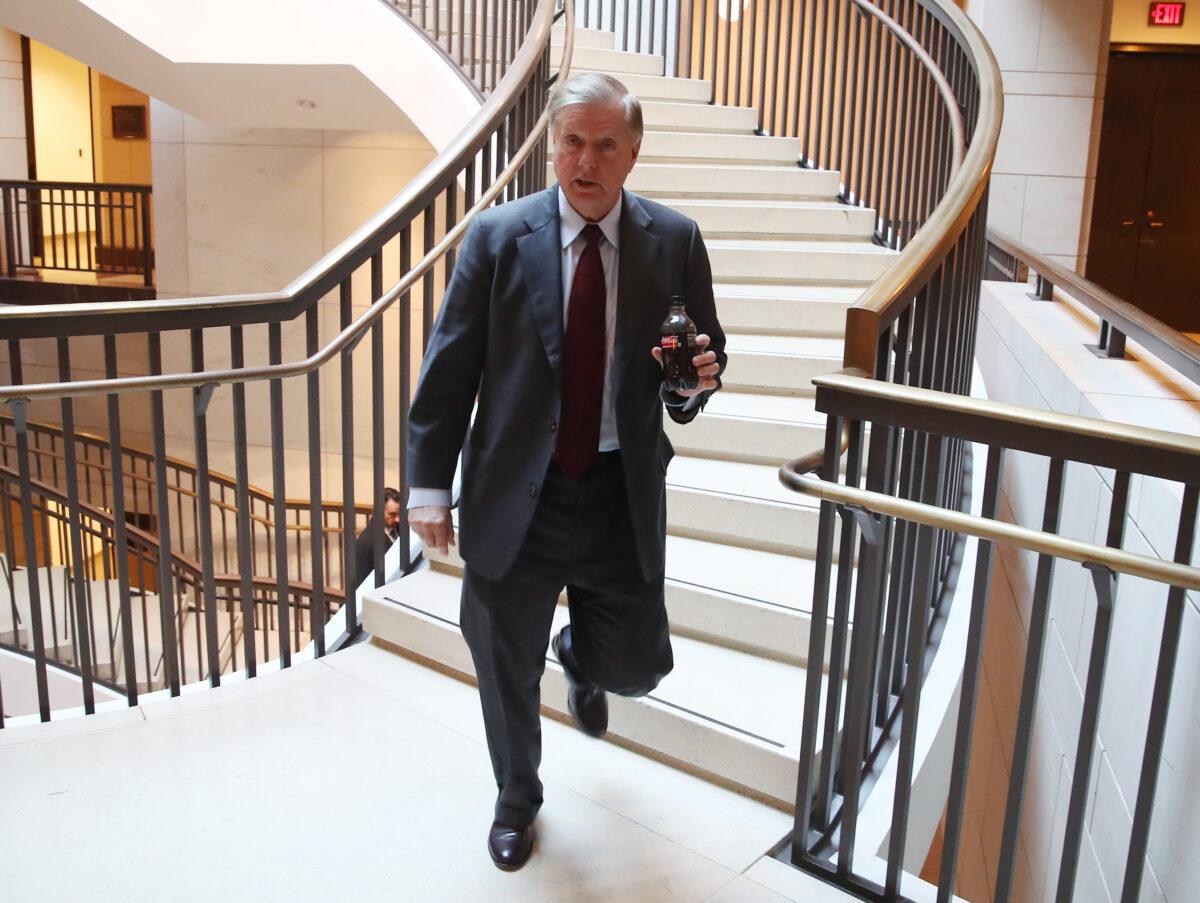 Sen. Lindsey Graham (R-S.C.) walks to the Senate SCIF at the U.S. Capitol in Washington on Jan. 8, 2020. (Mark Wilson/Getty Images)