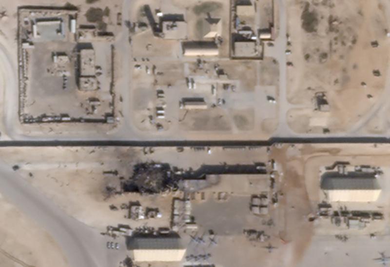 What appears to be new damage at Al Asad air base in Iraq is seen in a satellite picture taken on Jan. 8, 2020. (Planet/Handout via Reuters)