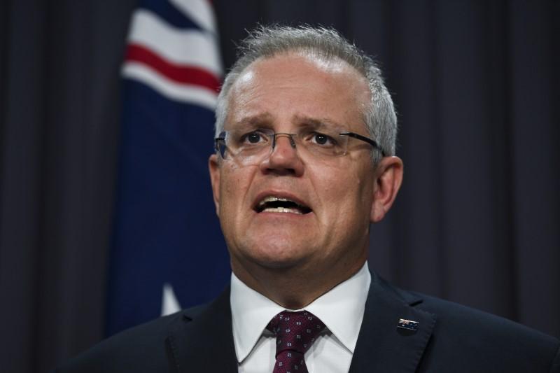 Australian Prime Minister Scott Morrison speaks during a press conference on the governments' wildfire response at Parliament House in Canberra, Australia, on Jan. 5, 2020. (AAP Image/Lukas Coch via Reuters)