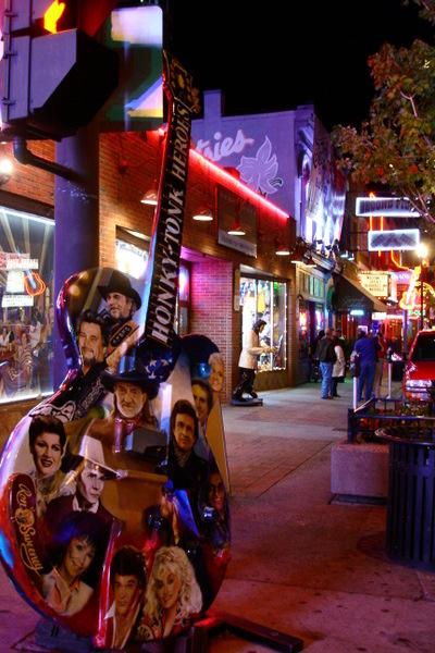 Lower Broadway in Nashville, Tenn., is also known as Honky Tonk Row, a series of bars offering live music from the middle of the day to the wee hours of the next. (Kevin Revolinski)