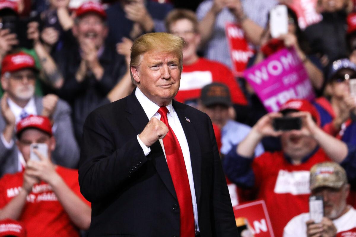 President Donald Trump at a MAGA rally in Grand Rapids, Mich., on March 28, 2019. (Charlotte Cuthbertson/The Epoch Times)