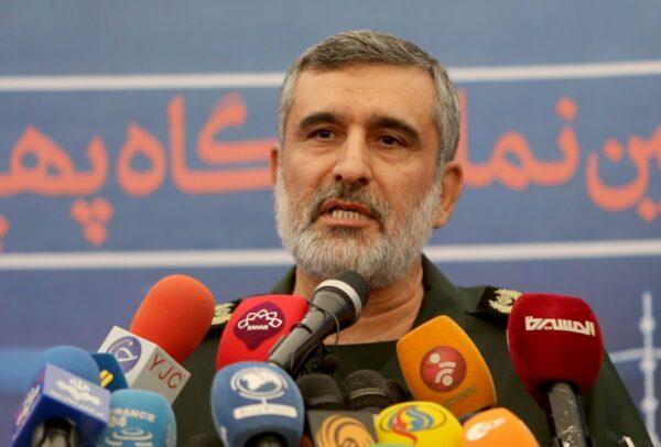 General Amir Ali Hajizadeh, the head of the Revolutionary Guard's aerospace division, speaks at Tehran's Islamic Revolution and Holy Defence museum in the capital Tehran on Sept. 21, 2019. (Atta Kenare/AFP via Getty Images)