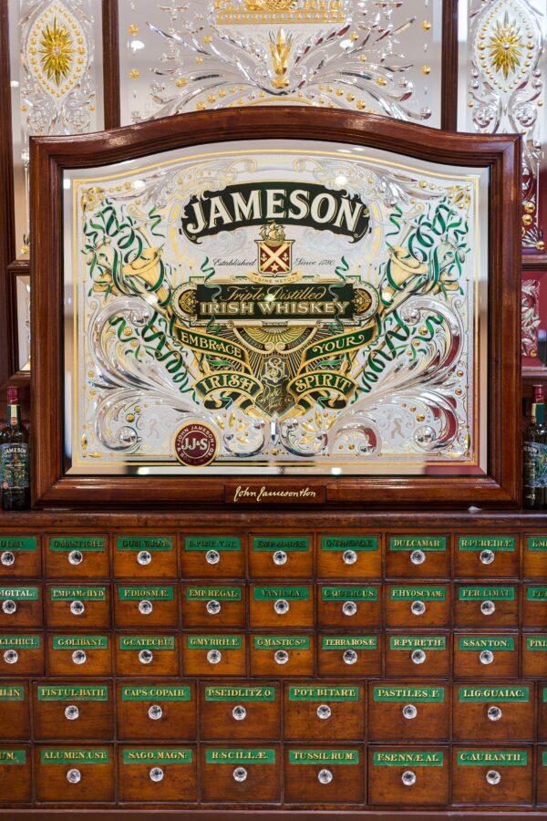 Jameson Whiskey commissioned David Adrian Smith to make this reverse gilded and silvered ornate mirror to celebrate St. Patrick's Day in 2013. (Courtesy of David A. Smith)